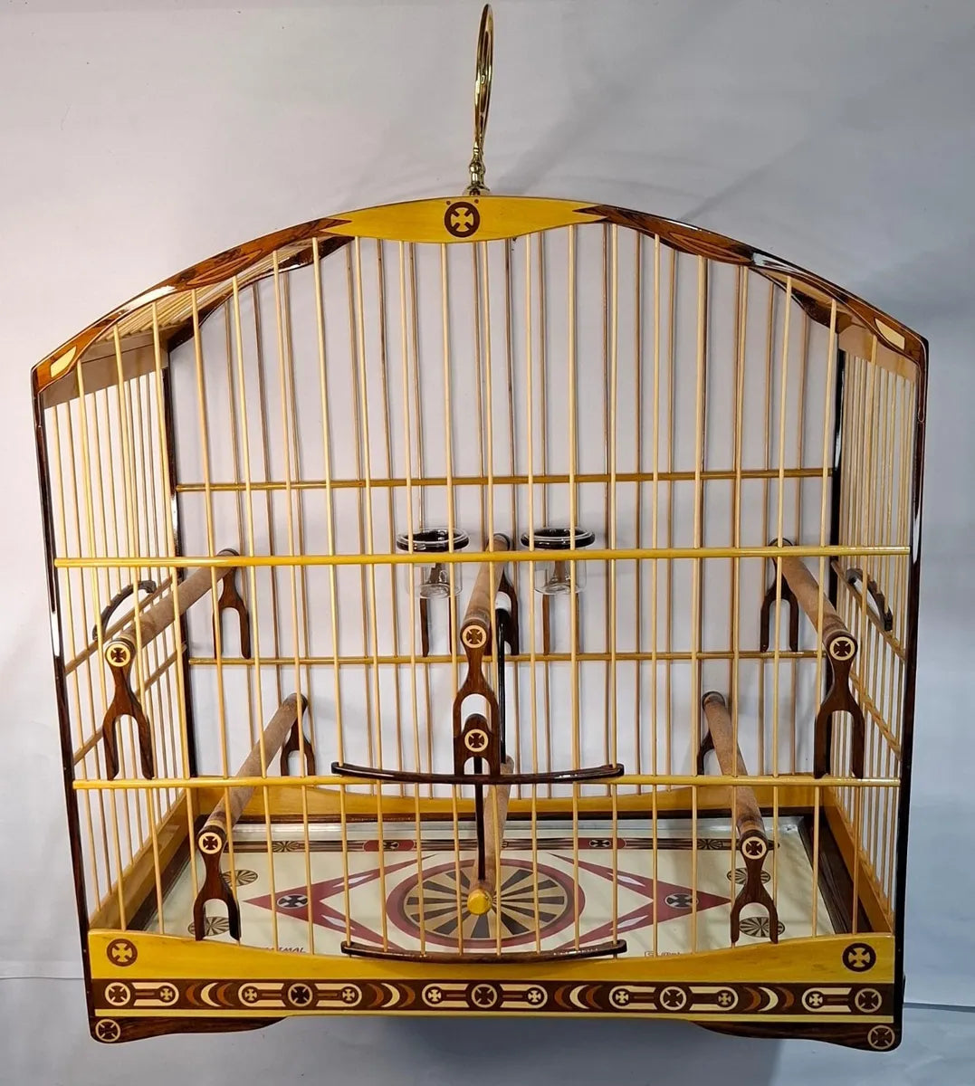 Gaiola Trinca Ferro Super Luxo Padrão Torneio Marchetada Amarelo