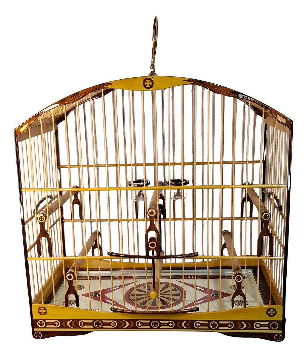 Gaiola Trinca Ferro Super Luxo Padrão Torneio Marchetada Amarelo